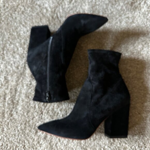Loeffler Randall Isla Suede Slim Ankle Bootie Black Womens Size 5.5 Side Zip - Picture 6 of 10